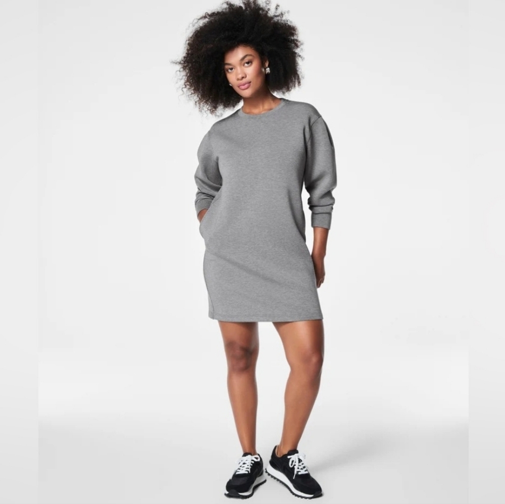 Spanx Air Essentials Crew Neck Dress Size Medium Grey Oversized